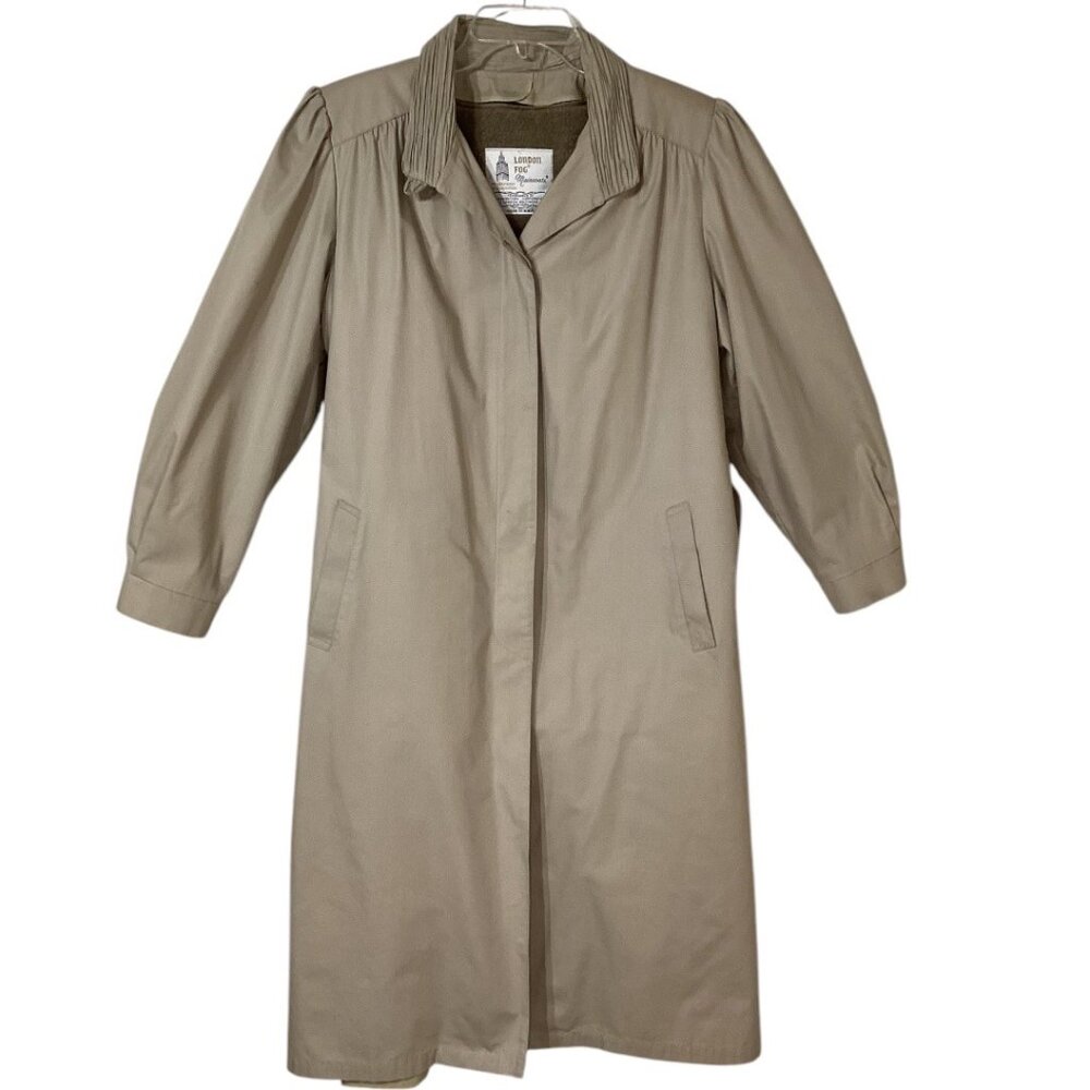 Vintage London Fog Maincoats Beige Belted Trench Coat Women's Size 18.5